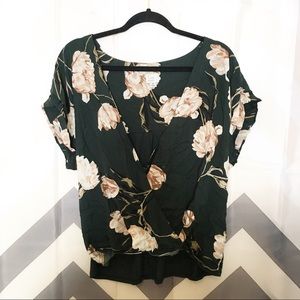 A New Day floral faux wrap blouse